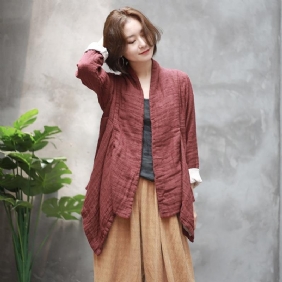 Irregular Retro Cotton Linen Cardigan For Kvinner