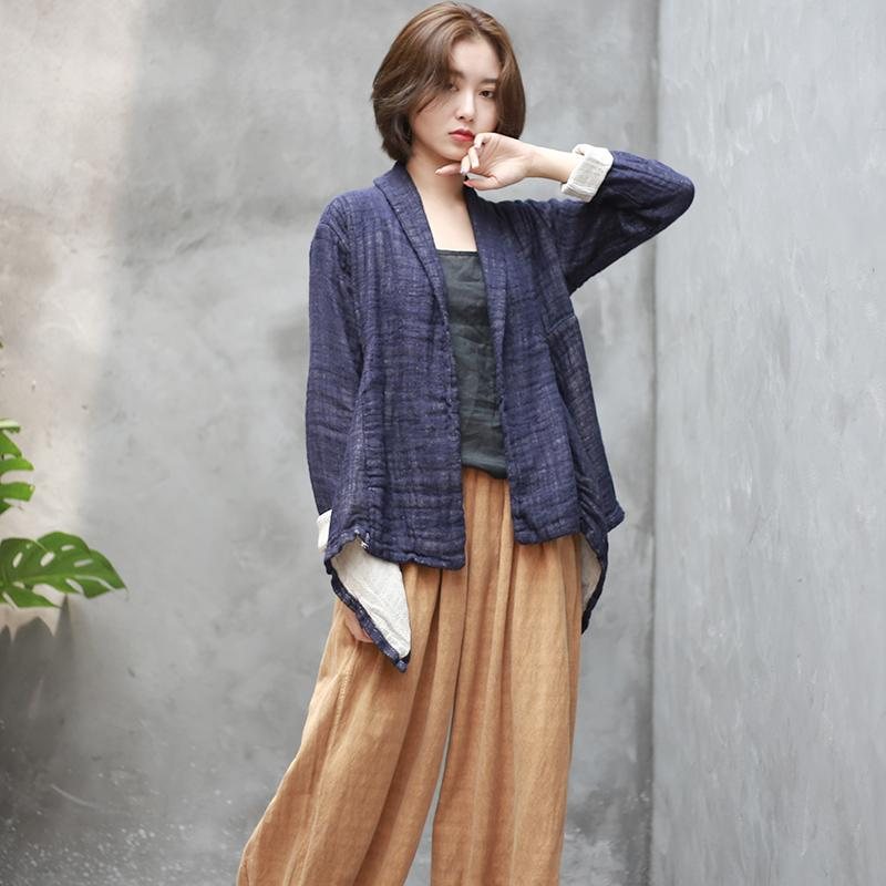 Irregular Retro Cotton Linen Cardigan For Kvinner