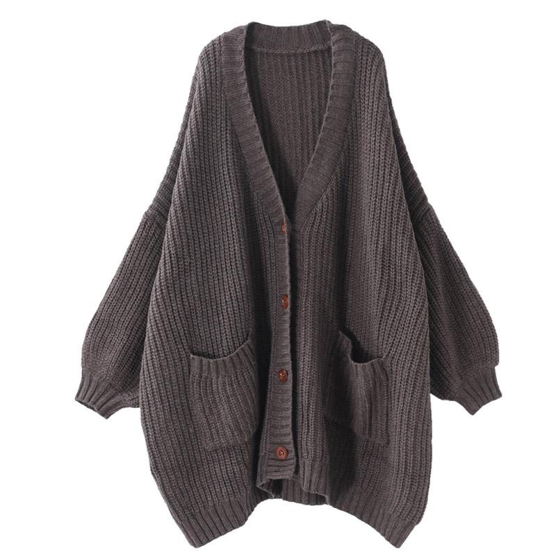 Løs Casual Mellomlang Tykk Cardigan For Kvinner