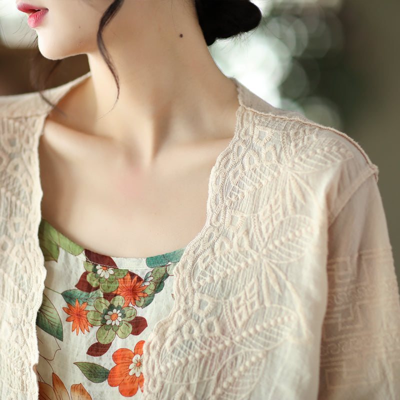 Sommerbroderi Blonde V-hals Sun Production Cotton Cardigan