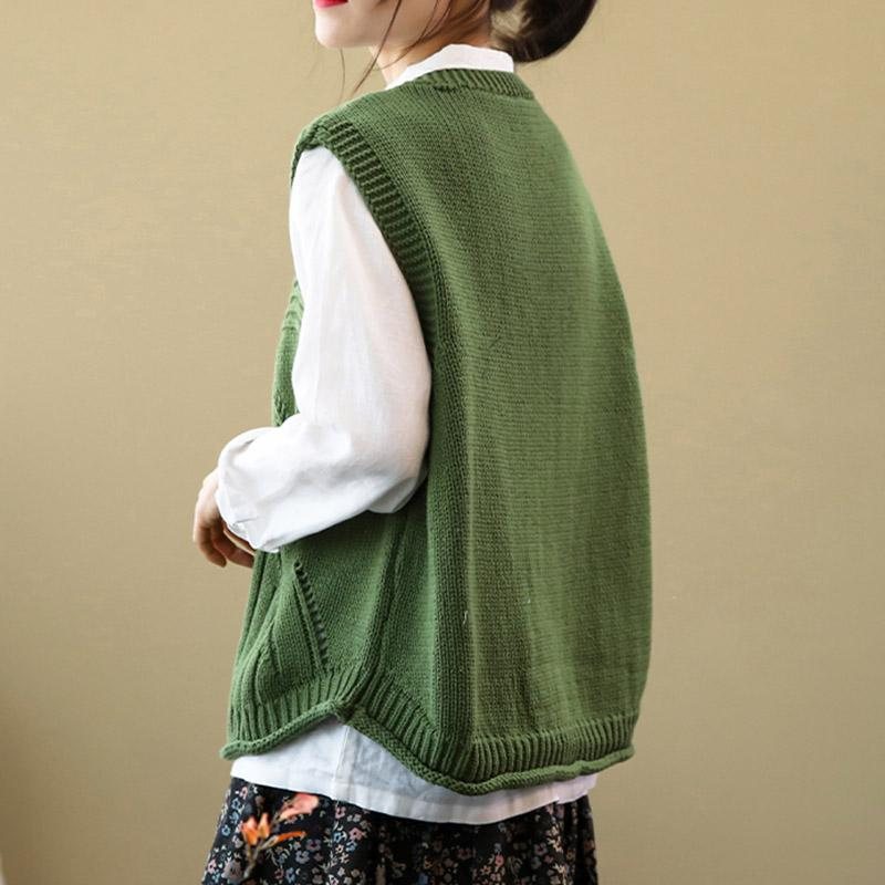 Spring Retro Enspent Strikket Cardiganvest