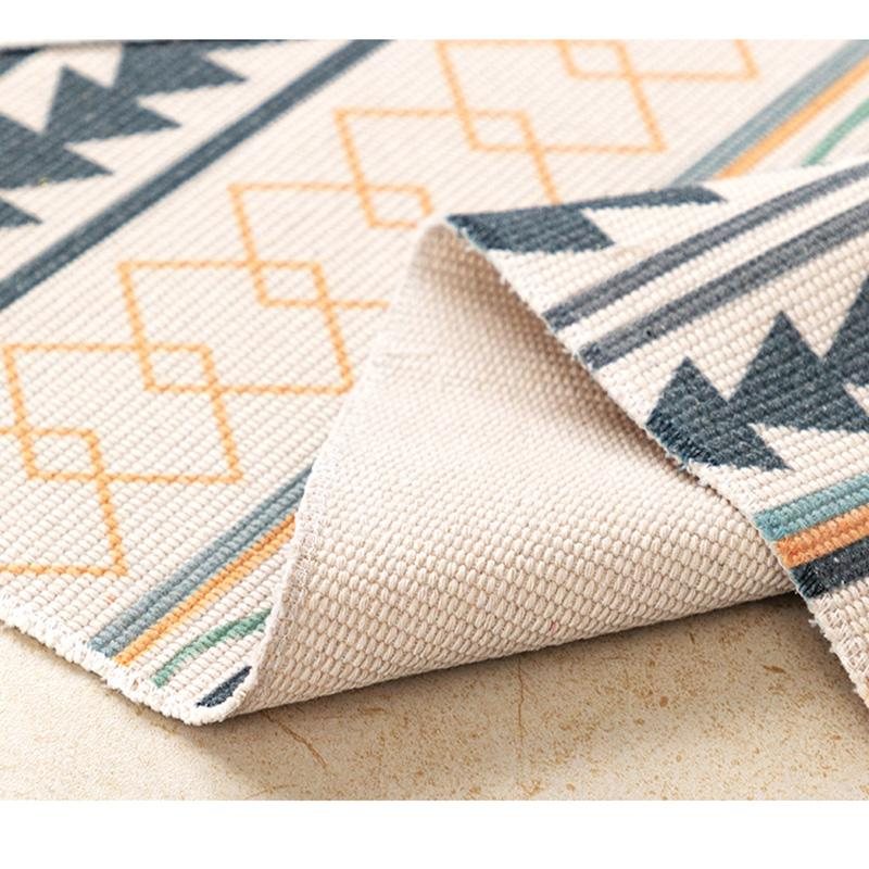 Nordic Cotton Lin Geometrisk Gulvmatte Vaskbar