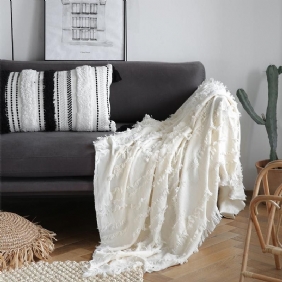 Pure Color Tassel Wool Cover Sofa Teppe