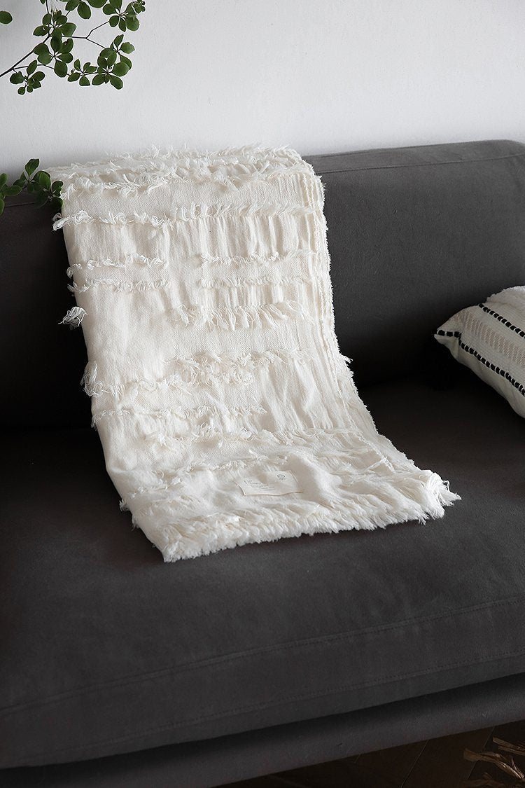 Pure Color Tassel Wool Cover Sofa Teppe