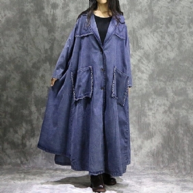 Casual Løs Denim Stor Størrelse Ragged Windbreak Frakk Frakk