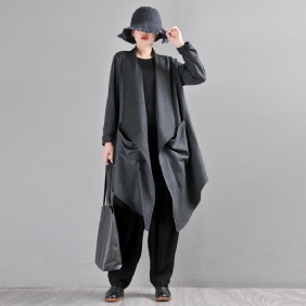 Faux Woolen Woolen Trench Frakk