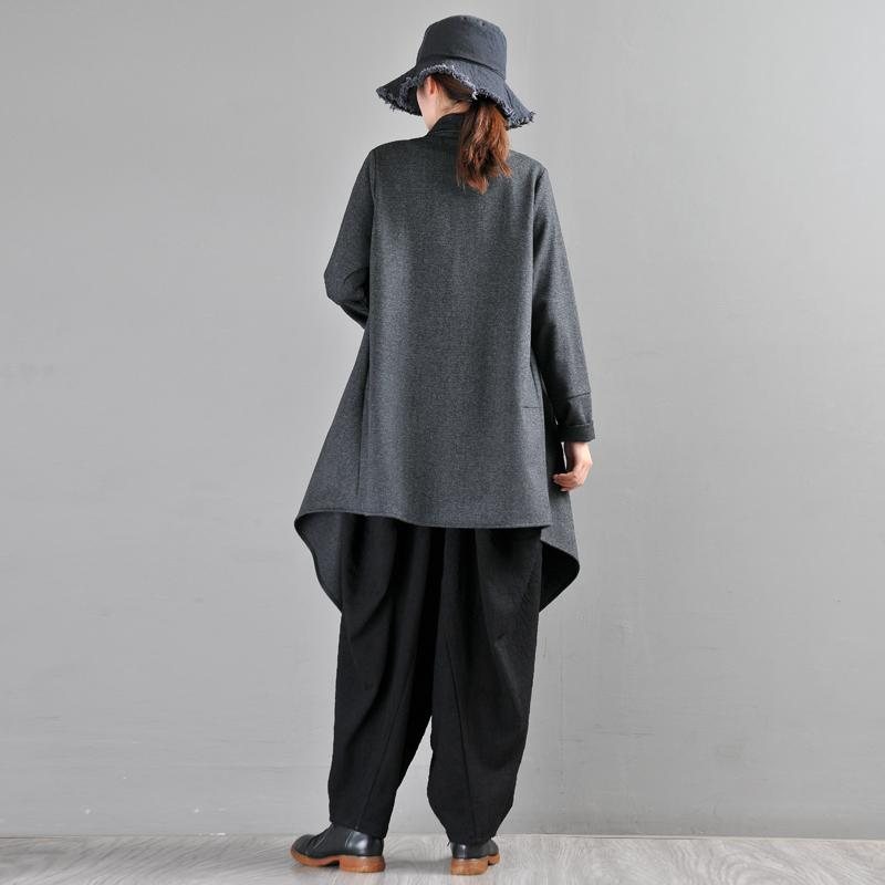 Faux Woolen Woolen Trench Frakk