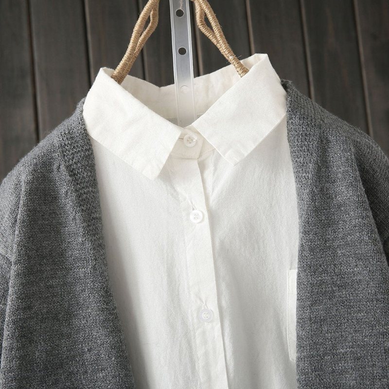 Løs Casual Brodery Strikket Cardigan Frakk