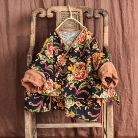 Retro Floral Dame Spring Bomullsfrakk