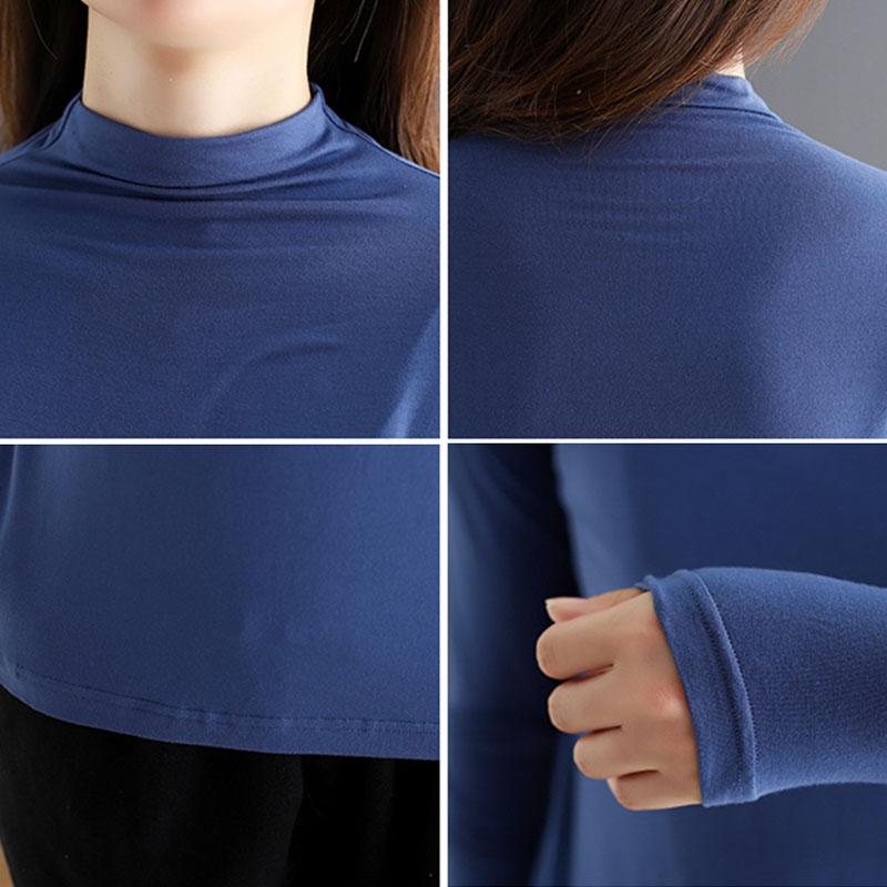 Autumn Turtleneck Cotton Elastisk Langermet T-skjorte