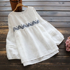 Brodert Lin Raglan Lanternebluse