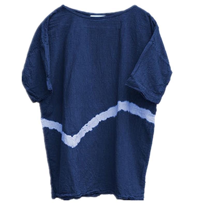 Dame Casual Løs Bomull Lin Tie Dye Bluse