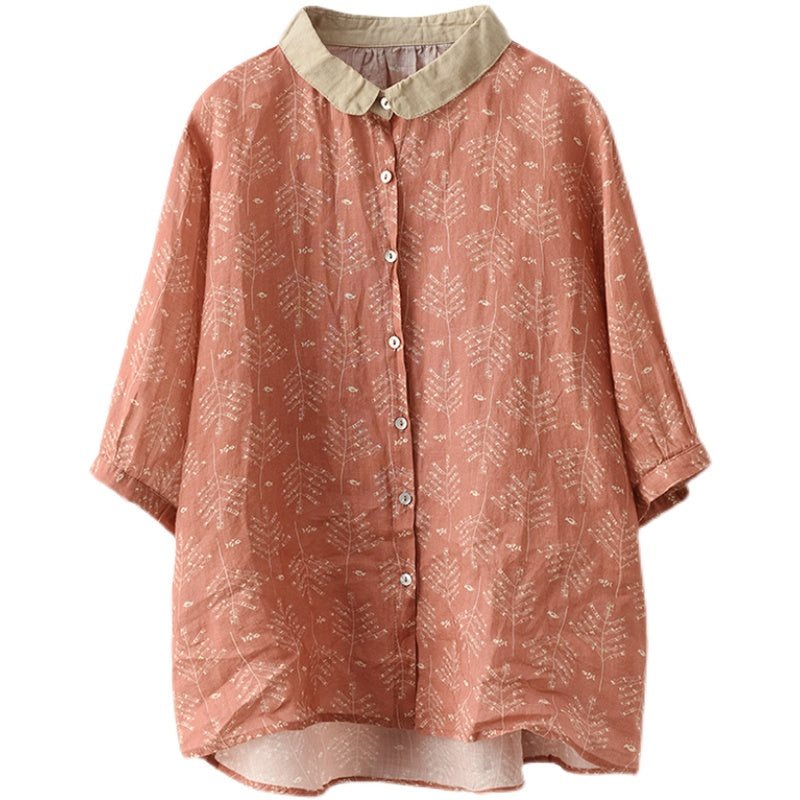 Dame Summer Vintage Blomster Lin Bluse