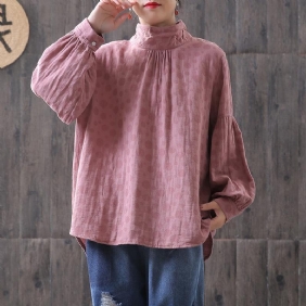 Dots Dame Turtleneck Lantern Sleeve Bluse