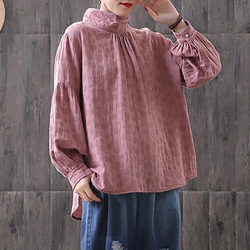 Dots Dame Turtleneck Lantern Sleeve Bluse