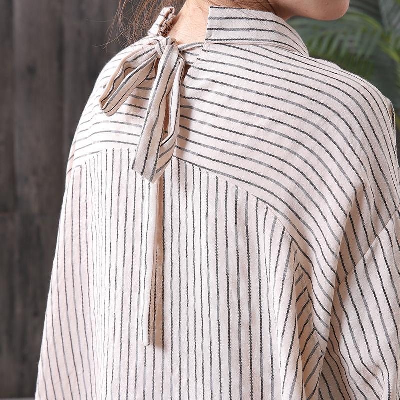 Stripes Ryggbelte Høy Lav Løs Casual Bluse