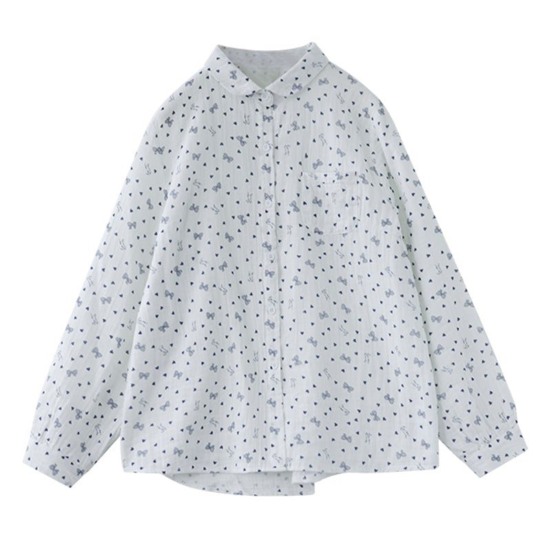 Vårløs Retro Casual Langermet Blomsterbluse