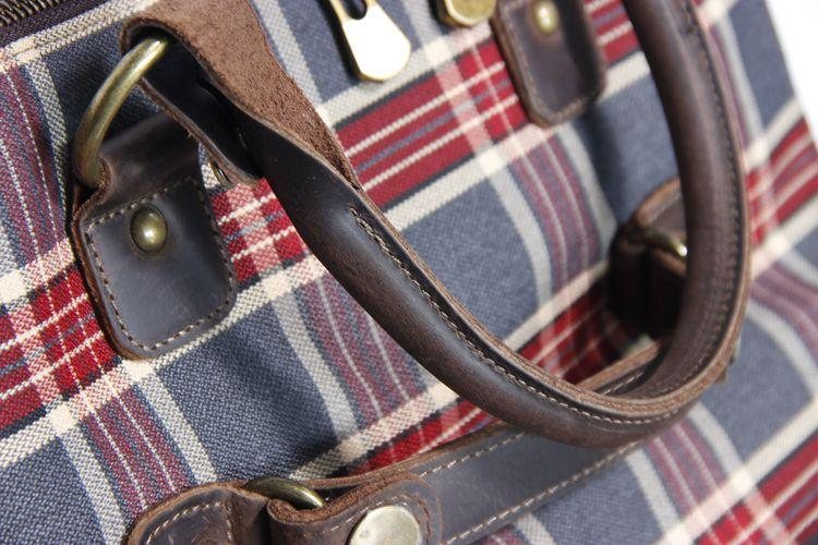 Fjærrutet Skulderveske Canvas Håndveske Multi-pocket Casual Bag