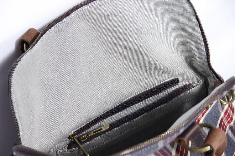 Fjærrutet Skulderveske Canvas Håndveske Multi-pocket Casual Bag