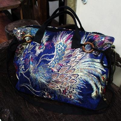 National Retro Brodery Flower Phoenix Handbag Bag