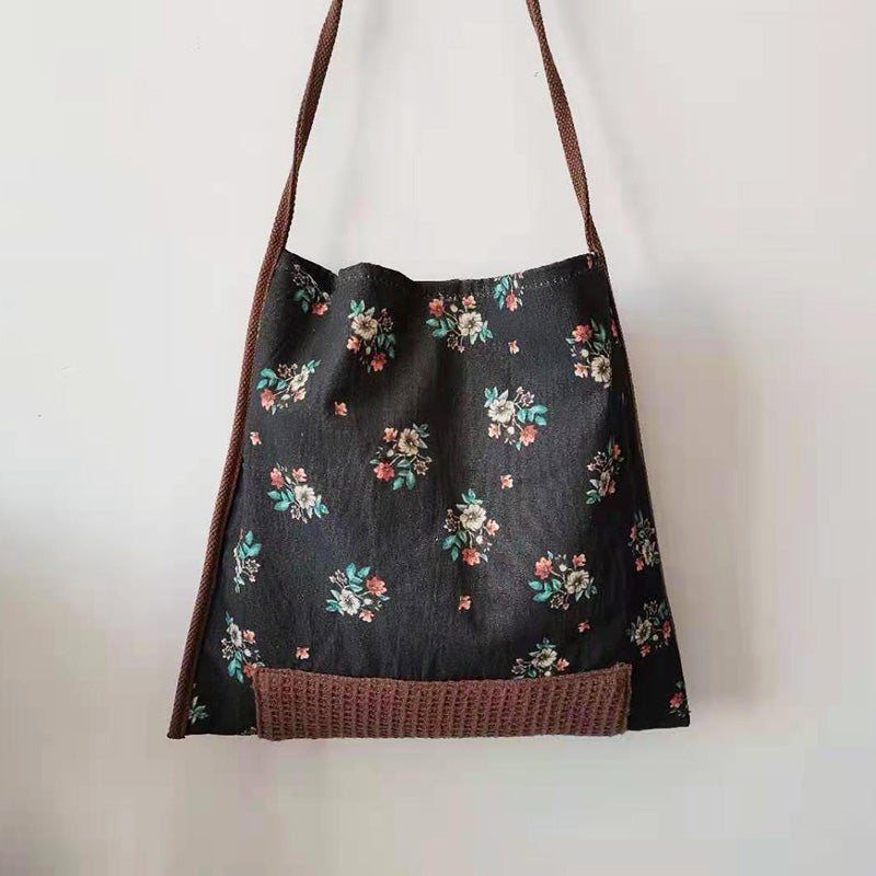 Retro Etnisk Floral Canvas Skulderveske