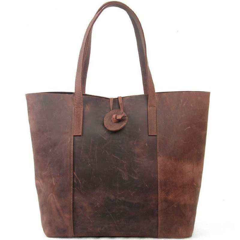 Vintage Cow Leather Tote Håndveske Skulderveske