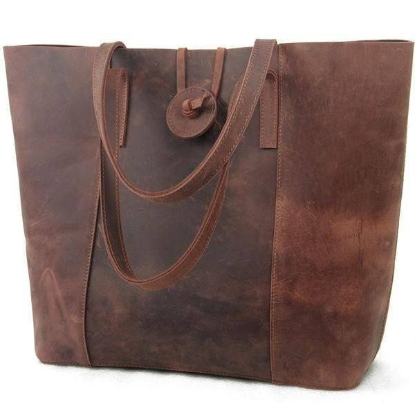 Vintage Cow Leather Tote Håndveske Skulderveske