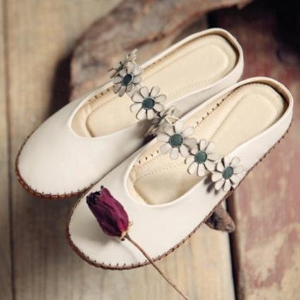 Blomster Håndlaget Comfy Closed Toe Flats Fritidssko 34-41