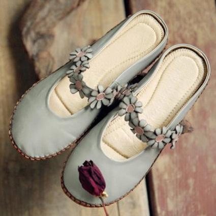 Blomster Håndlaget Comfy Closed Toe Flats Fritidssko 34-41