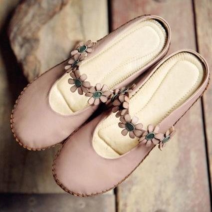 Blomster Håndlaget Comfy Closed Toe Flats Fritidssko 34-41