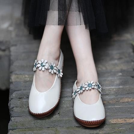 Blomster Håndlaget Comfy Closed Toe Flats Fritidssko 34-41