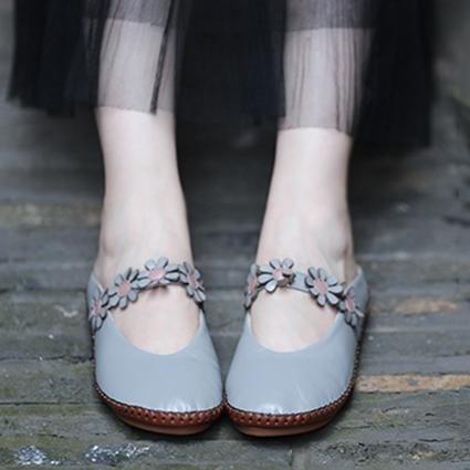 Blomster Håndlaget Comfy Closed Toe Flats Fritidssko 34-41