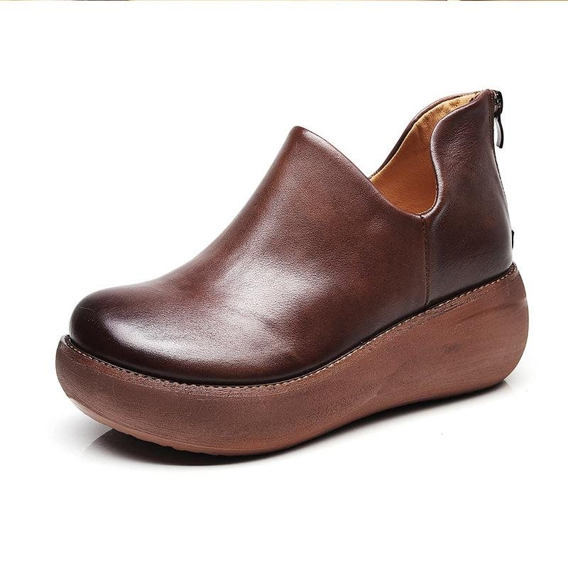 Dame Retro Leather Slip-on Casual Sko