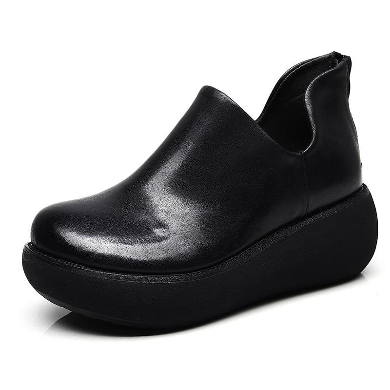 Dame Retro Leather Slip-on Casual Sko