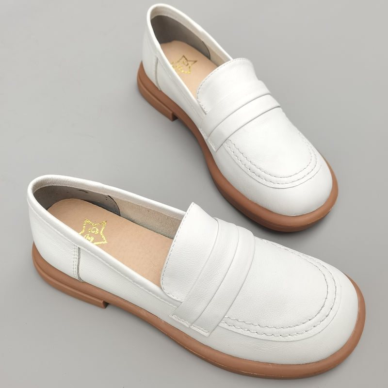 Dame Sommer Retro Solid Leather Casual Sko