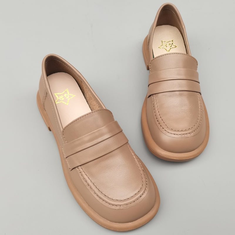 Dame Sommer Retro Solid Leather Casual Sko