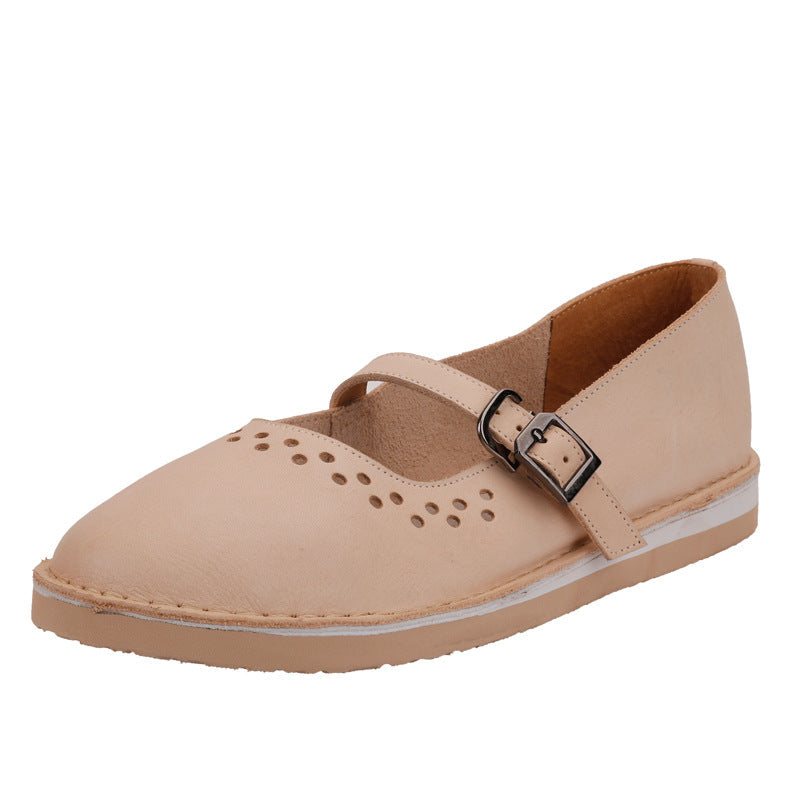 Dame Spring Hollow Leahter Håndlagde Retro Casual Loafers