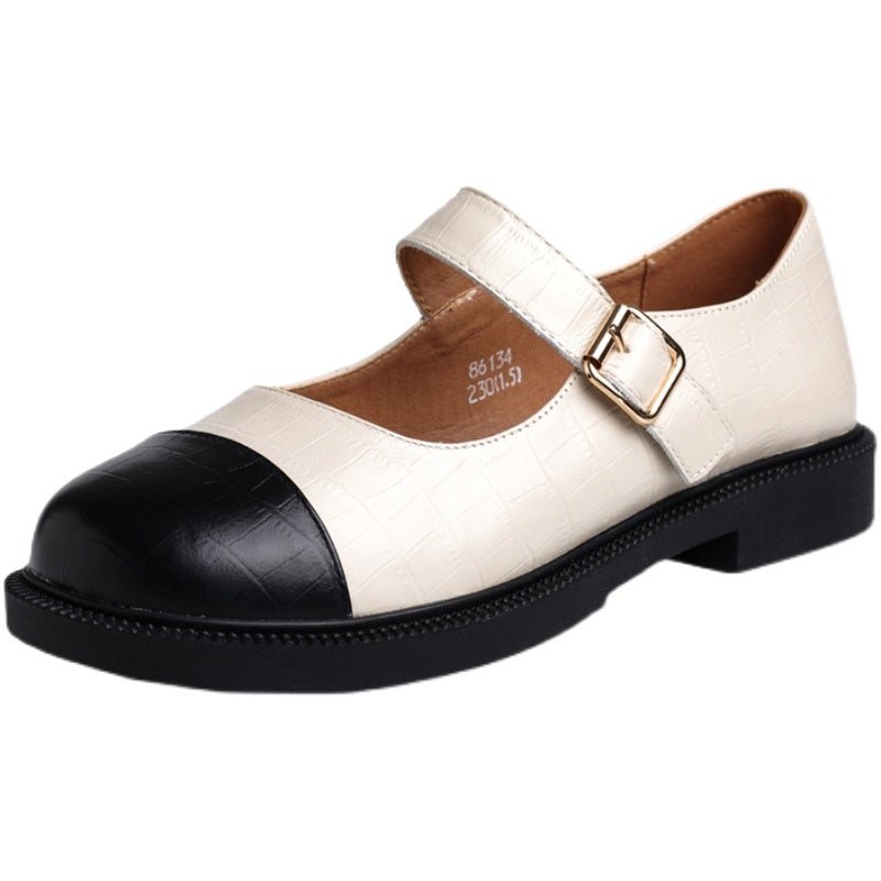 Dame Spring Retro Leather Borrelås Soft Sole Loafers