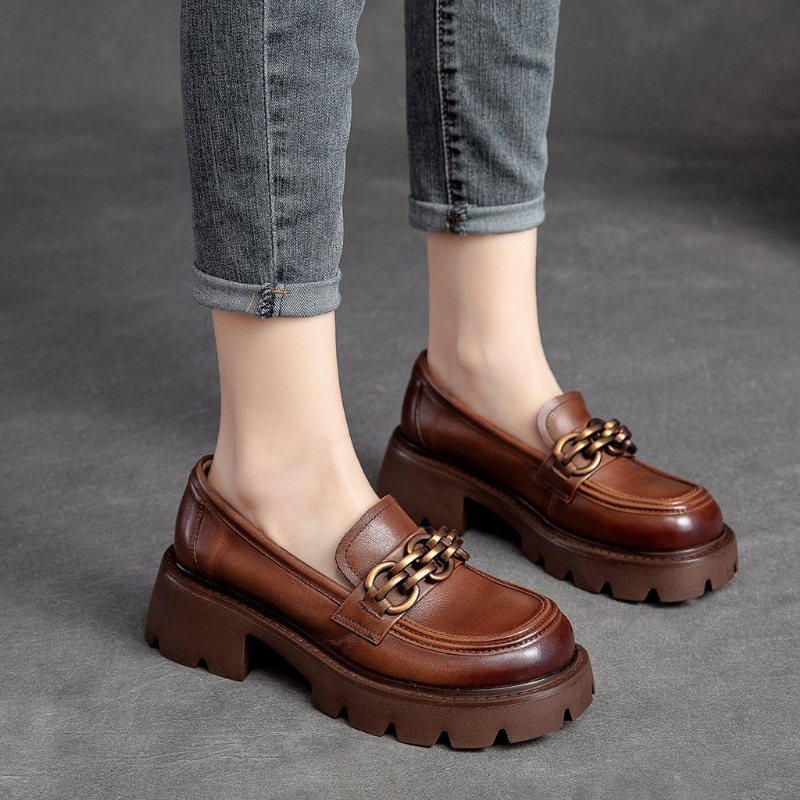 Dame Spring Retro Leather Casual Loafers