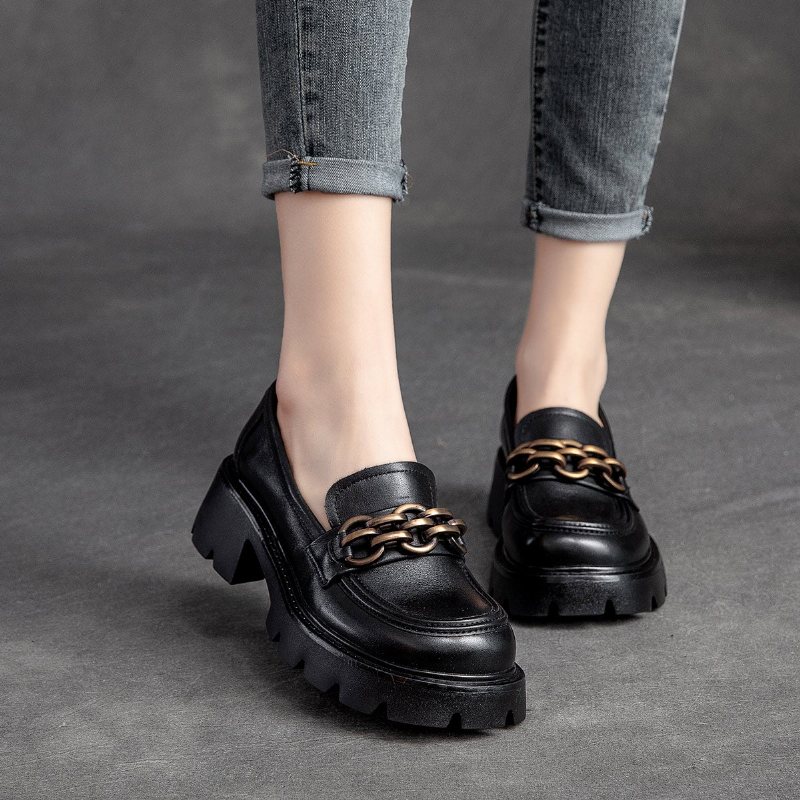 Dame Spring Retro Leather Casual Loafers