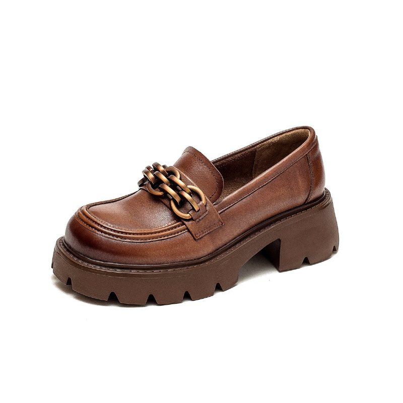 Dame Spring Retro Leather Casual Loafers