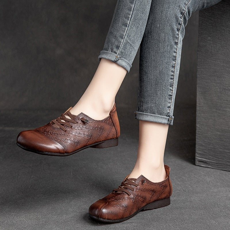 Dame Spring Retro Leather Flat Casual Loafers