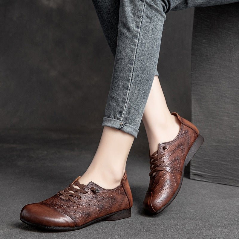 Dame Spring Retro Leather Flat Casual Loafers