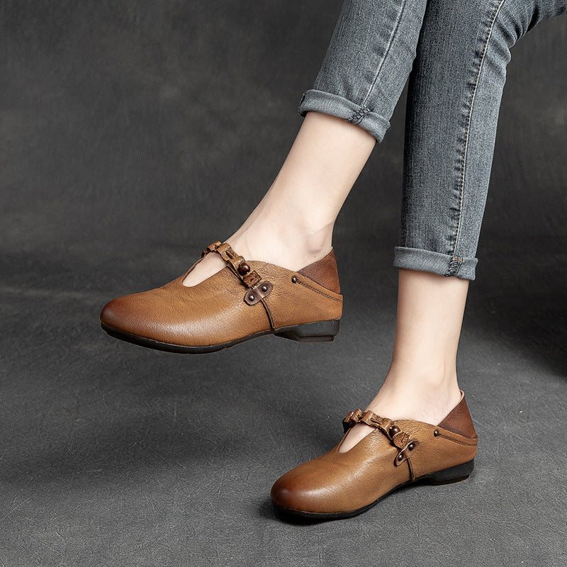 Dame Vår Sommer Myk Leather Casual Loafers