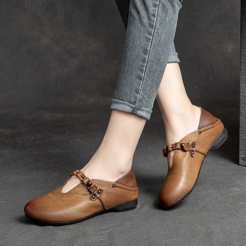 Dame Vår Sommer Myk Leather Casual Loafers