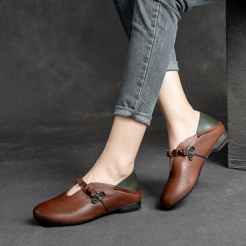 Dame Vår Sommer Myk Leather Casual Loafers