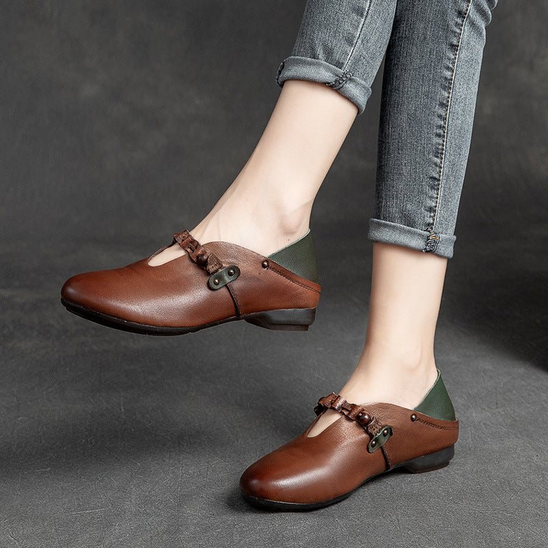 Dame Vår Sommer Myk Leather Casual Loafers