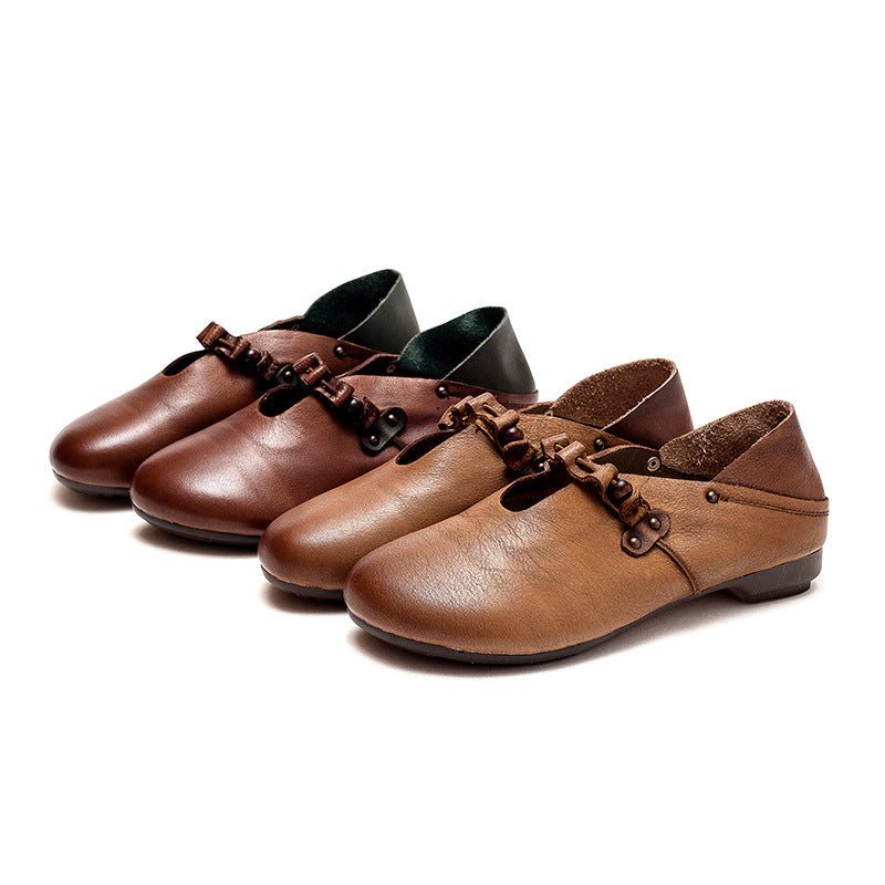 Dame Vår Sommer Myk Leather Casual Loafers