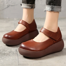 Dame Vår Sommer Retro Casual Skinn Borrelås Loafers