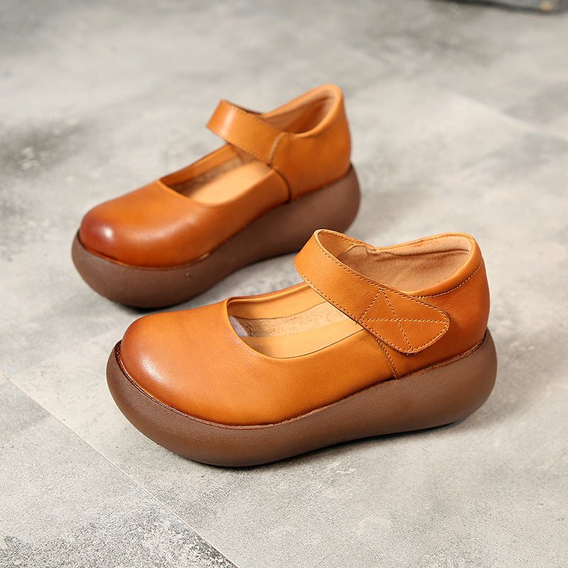 Dame Vår Sommer Retro Casual Skinn Borrelås Loafers